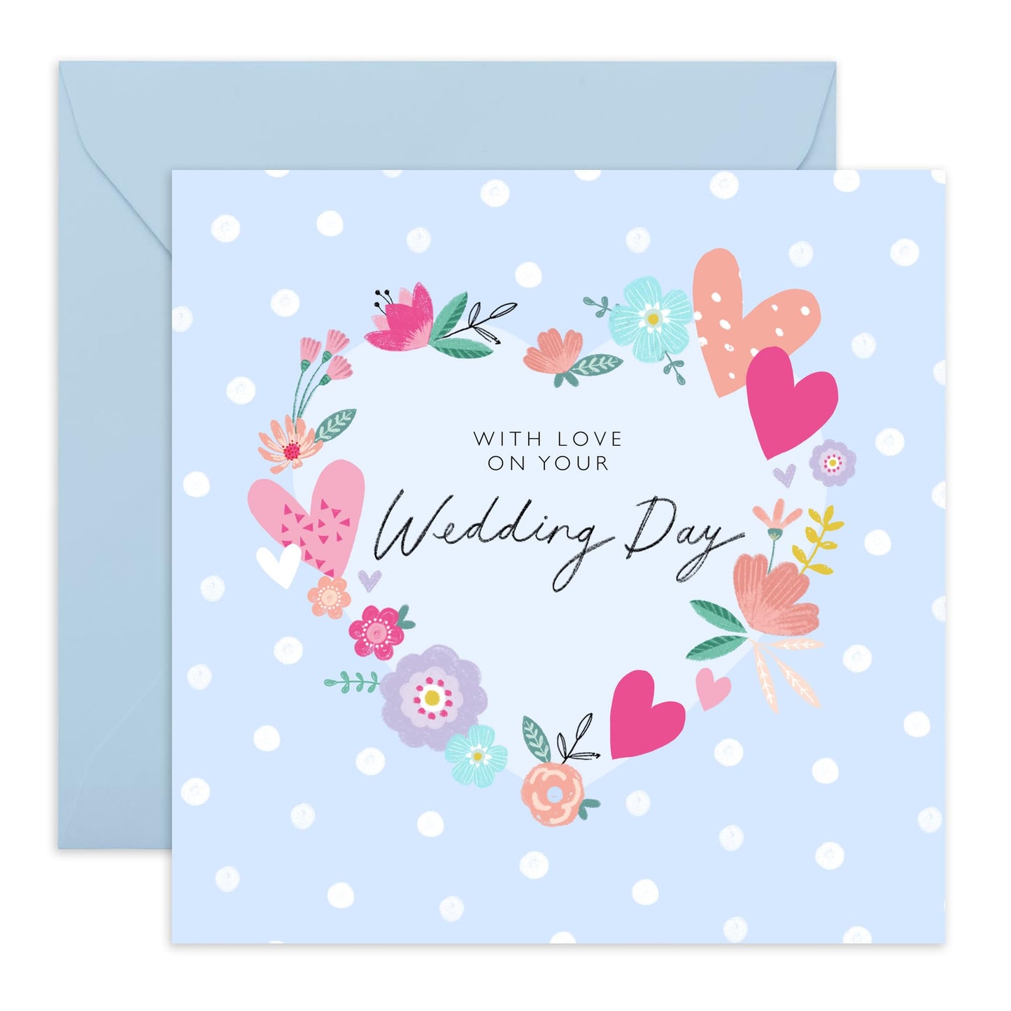 Best Wishes Gift For Him Her - With Love Wedding Day - Floral Greeting Card - Congratulations Card For Men Women - Wedding Cards For Bride And Groom - Comes With Stickers By Central 23