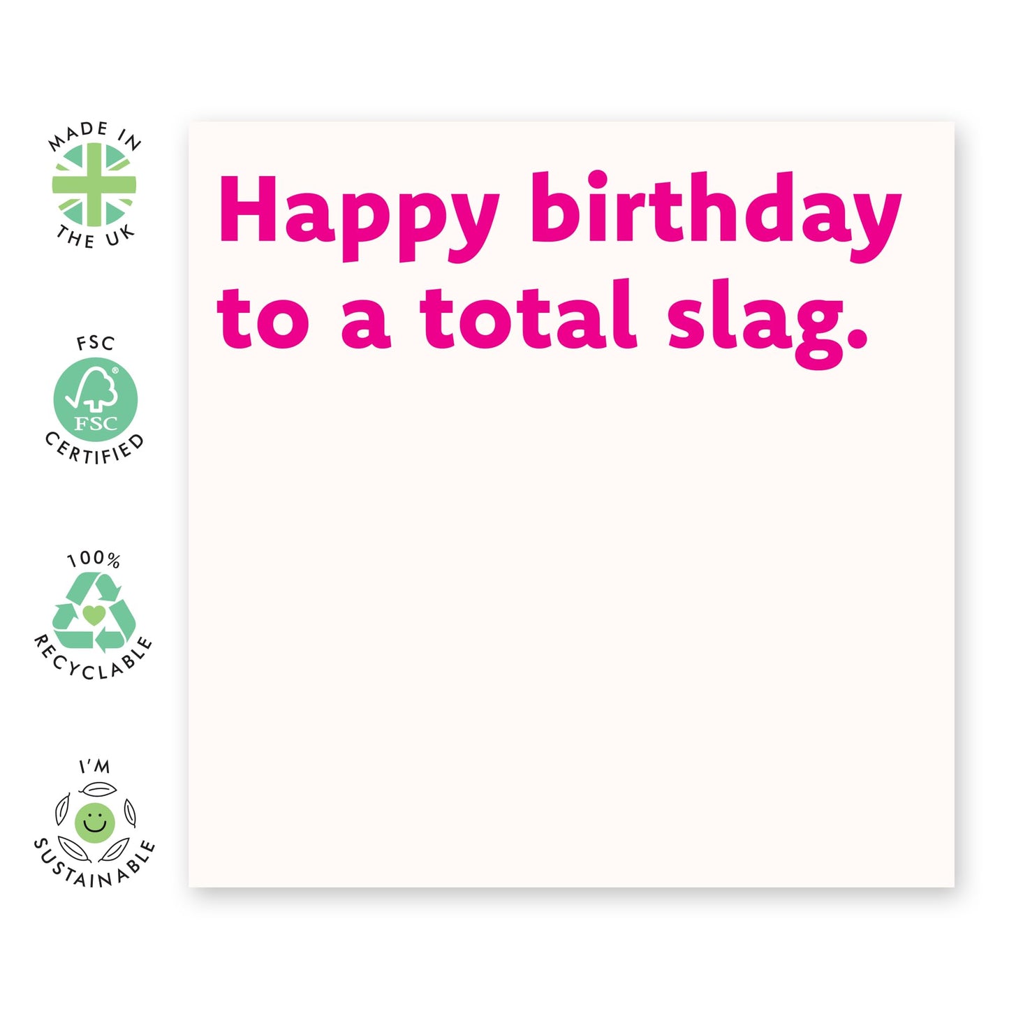 Hilarious Pink Birthday Card - 'Total Sl*g' - Gifts for Bestie, Best Friend, Colleague, Co-worker, Gals, Her, BFF - Just Kidding Girl - Comes with Fun Stickers