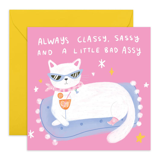 Bestfriend Birthday Card For Women - Witty Sass Sarcasm Humor - Cat Birthday Cards For Female Friends Wife Girlfriend Daughter Mom - Gifts For Her - Comes With Cute Stickers By Central 23