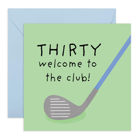 30th Birthday Card - 'Forty Welcome To The Club' - Gifts for Friends, Cousin, Colleagues, Co-Workers, Him, Officemates, Brother, Bruv - Golfing Club - Comes with Fun Stickers