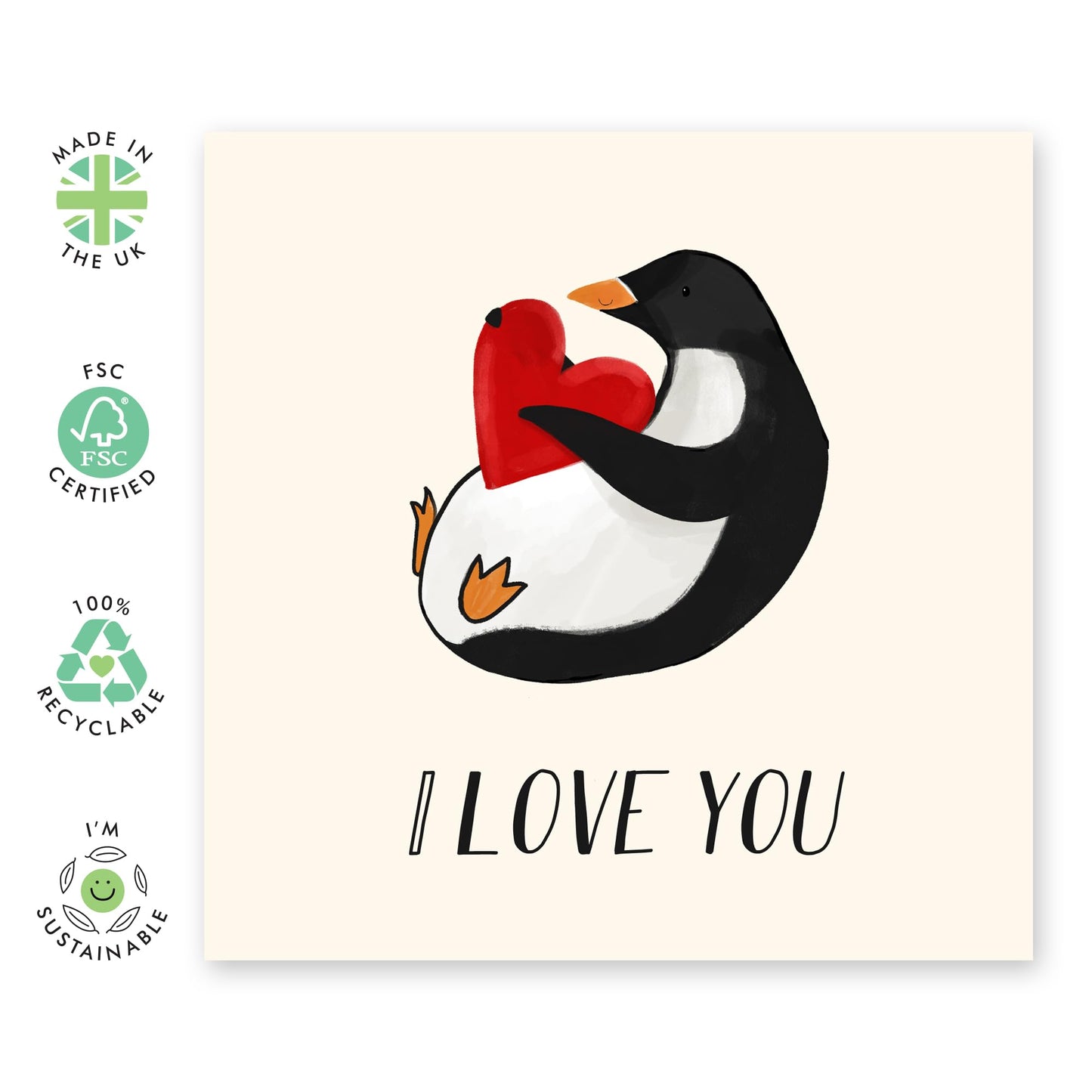 Happy Birthday Card For Him Her - I Love You Penguin- Sweet Birthday Cards For Men Women - Gifts For Mum Or Dad - Best Friend - From Friend Bff - Comes With Stickers By Central 23