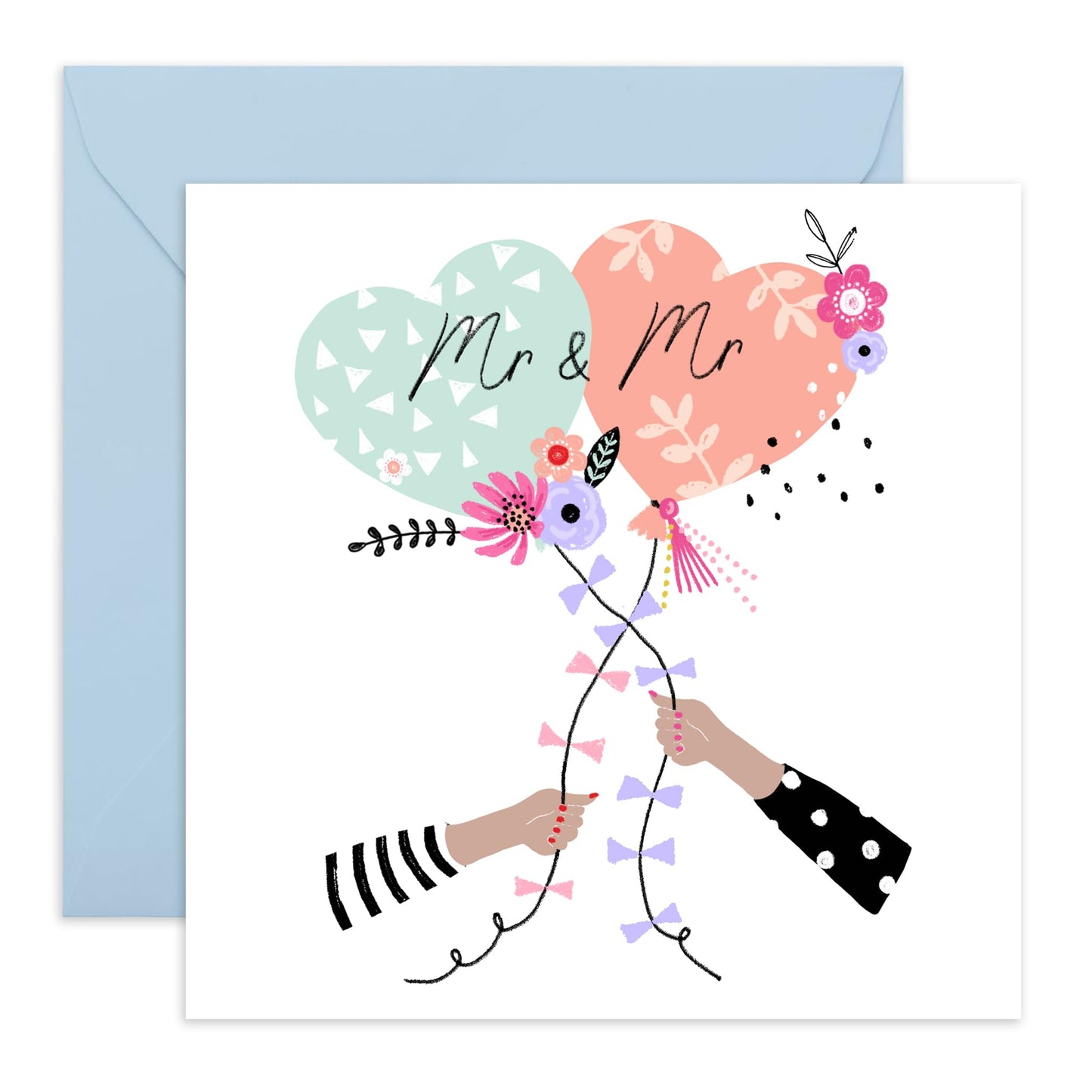 Engagement Card For Fiancé - Balloons Mr And Mr - Anniversary Card Husband Wife - Valentines Day Cards Boyfriend Girlfriend Men Women - From Best Friend - Comes With Stickers By Central 23