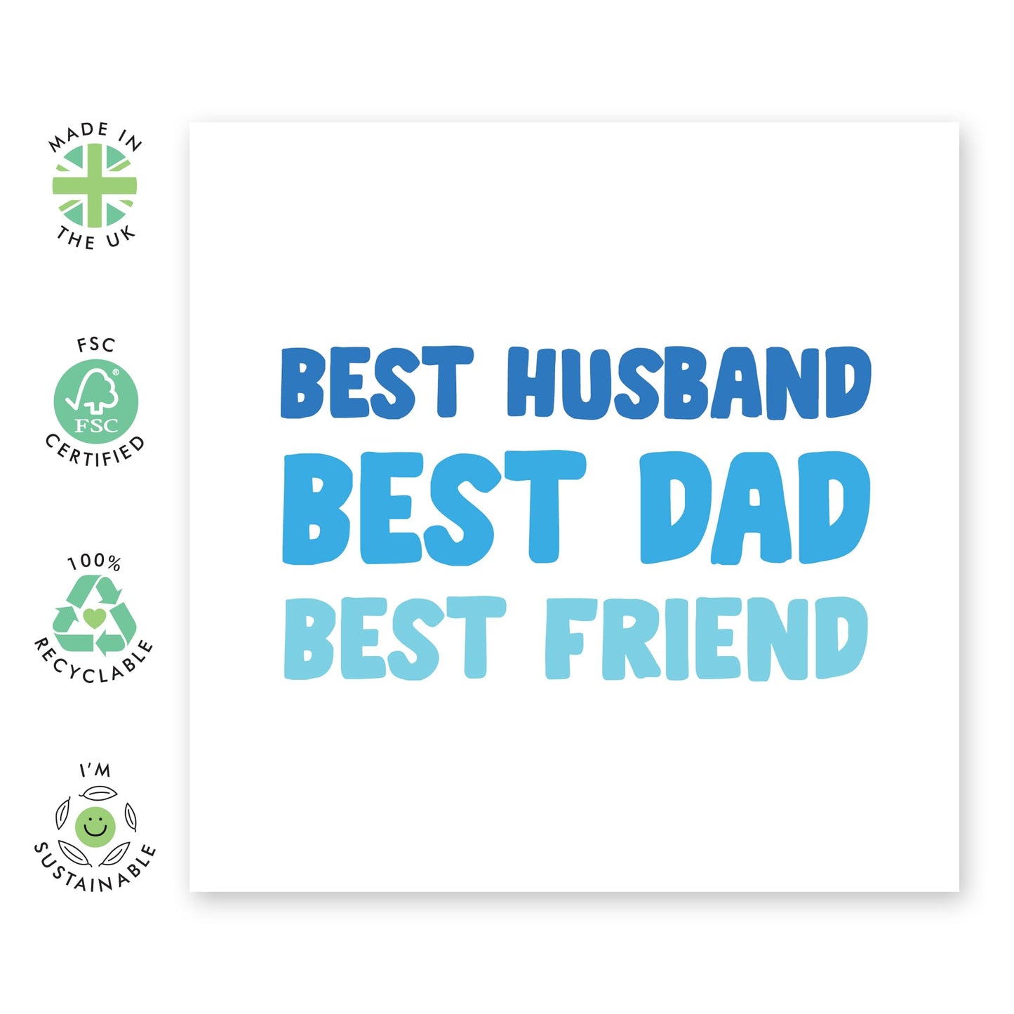 Father's Day Card For Dad - Best Husband Dad, Friend - Husband Birthday Card From Wife - Anniversary Greeting Cards For Men - Blank Inside - Comes With Stickers By Central 23