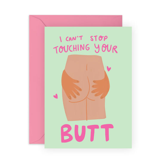 Love Cards For Him Her - I Can't Stop Touching Your Butt - Valentines Day Card Girlfriend Boyfriend - Anniversary Card Couple Fiance - Greeting Card - Comes With Stickers By Central 23