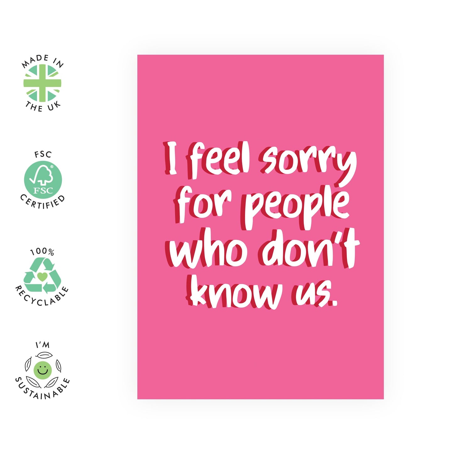 Cute Humor Birthday Card - 'Sorry For People' - Gifts for Besties, Best Friends, BFF, Colleagues, Partners, Girlfriend, Boyfriend, Sister, Sis, Cousin - Simple Pink - Comes with Fun Stickers