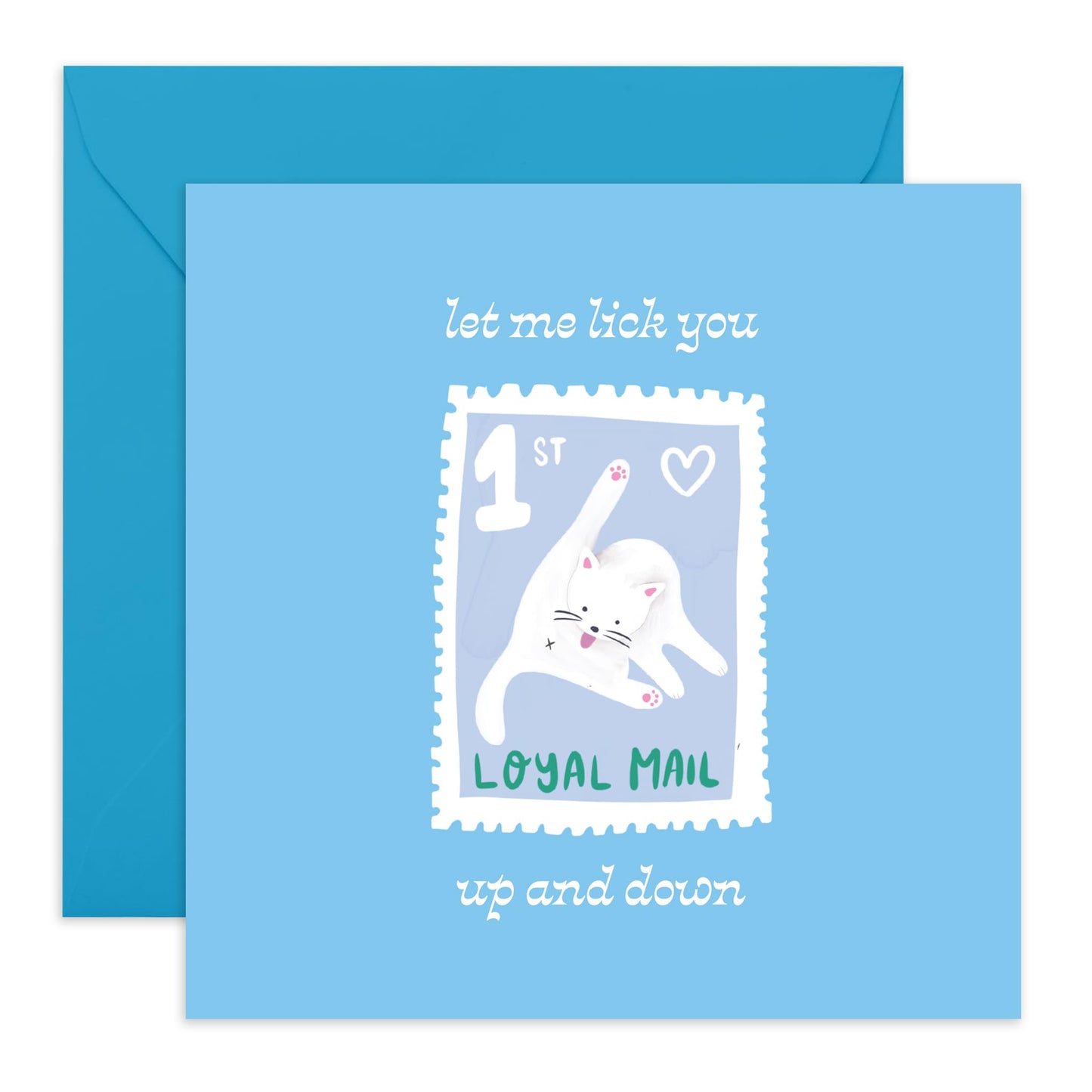 Central 23 1st Anniversary Card For Men Women - Lick You Up And Down Stamp Cat - Naughty 1st Wedding Anniversary Cards For Husband Wife - Valentines Day Card For Couples - Comes With Stickers