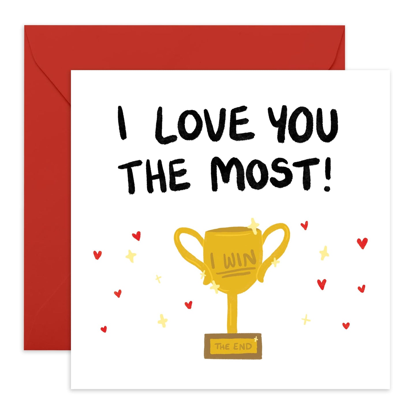 I Love You Card For Mum Dad Son Daughter - I Love You The Most Trophy - Anniversary Card For Husband Wife - Girlfriend Boyfriend Valentines Card - Gifts For Him - Comes With Stickers By Central 23