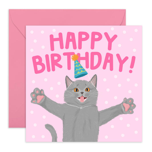 Birthday Card For Her - Happy Birthday Cat - Cheeky Greeting Cards For Sister Friend - Pet Owners - For Auntie Aunt - Greeting Cards For Fur Parents - Comes With Fun Stickers By Central 23