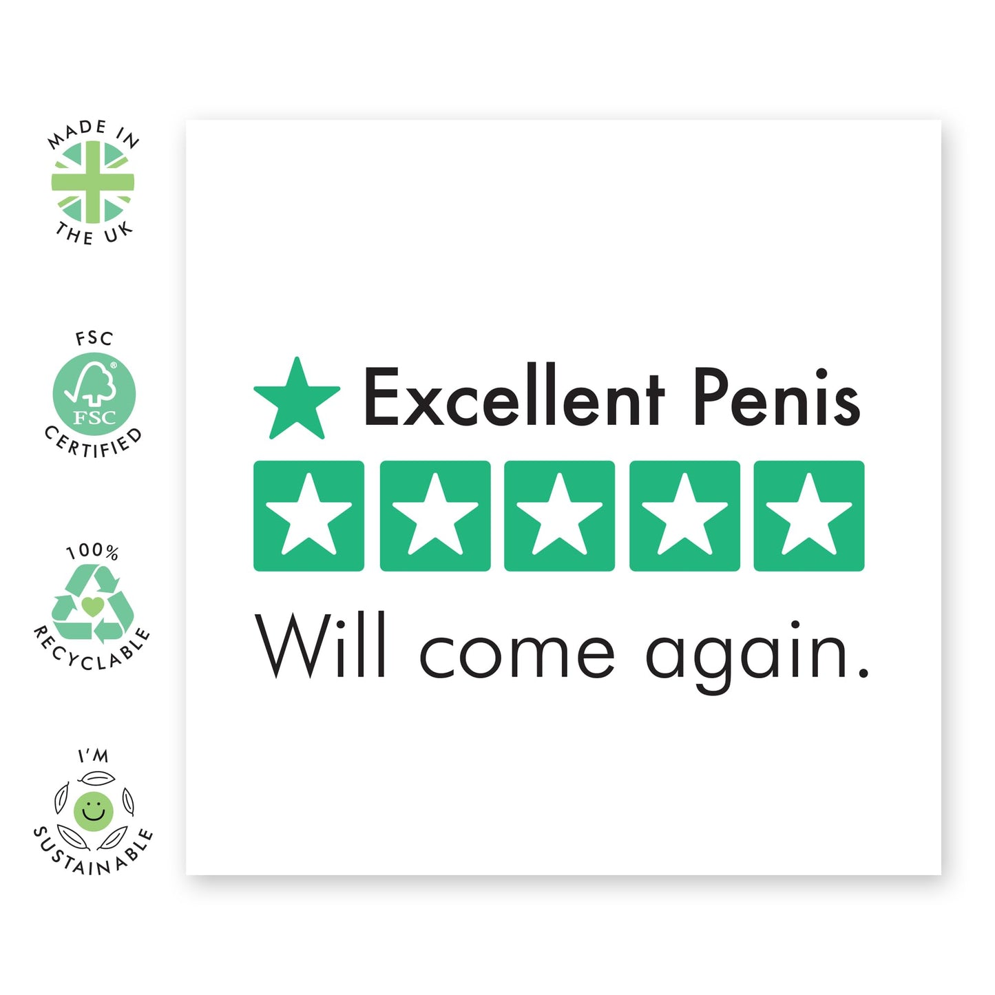 Naughty Birthday Card For Him - Excellent P*nis - Cheeky Anniversary Card For Husband - Funny Greeting Cards For Boyfriend Partner Fiance - Valentines Day Card - Comes With Stickers - By Central 23