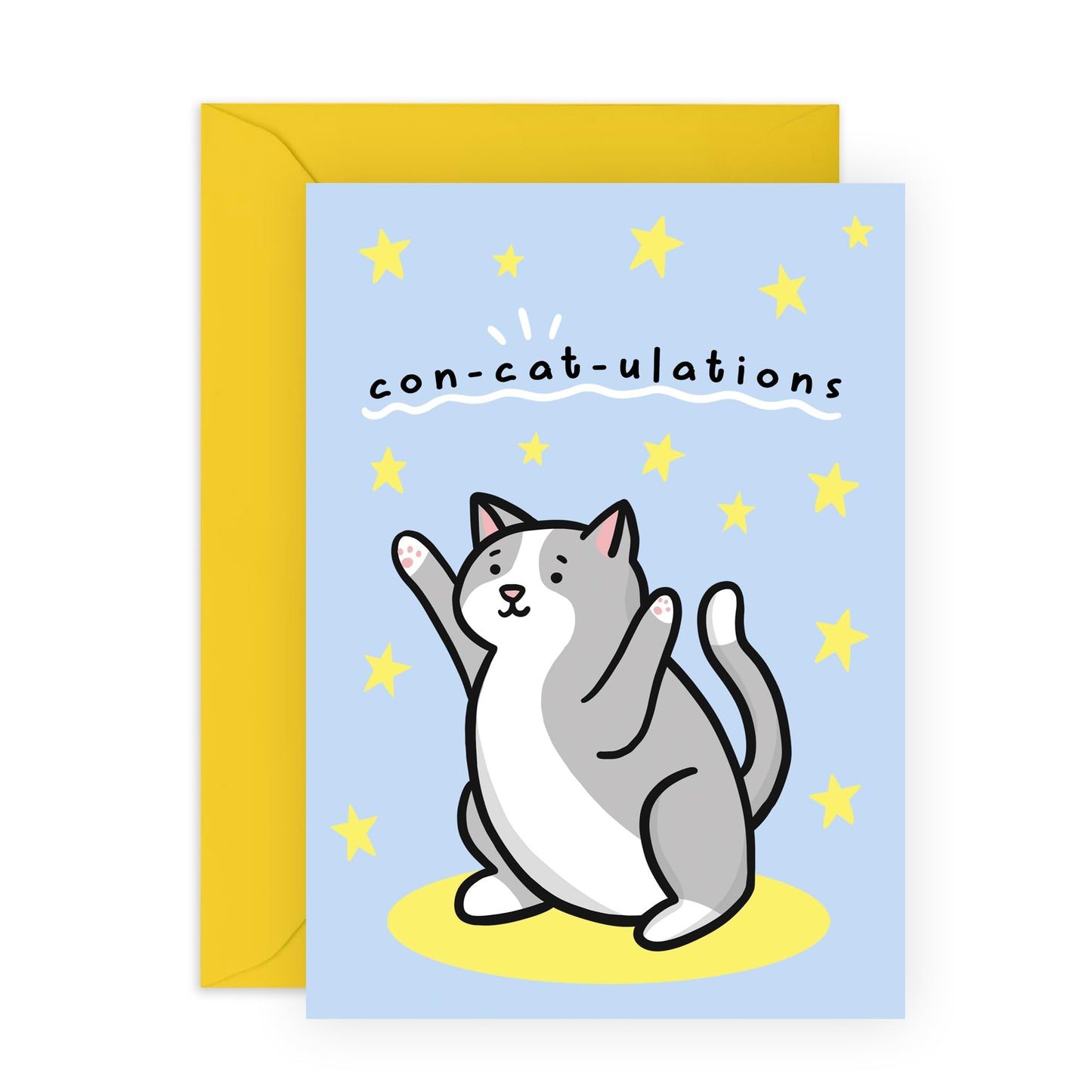 Congratulations On Your New Job Card - Con-cat-ulations - Animal Congrats Greeting Card For Husband Wife Son Daughter Boyfriend Girlfriend - Comes With Stickers By Central