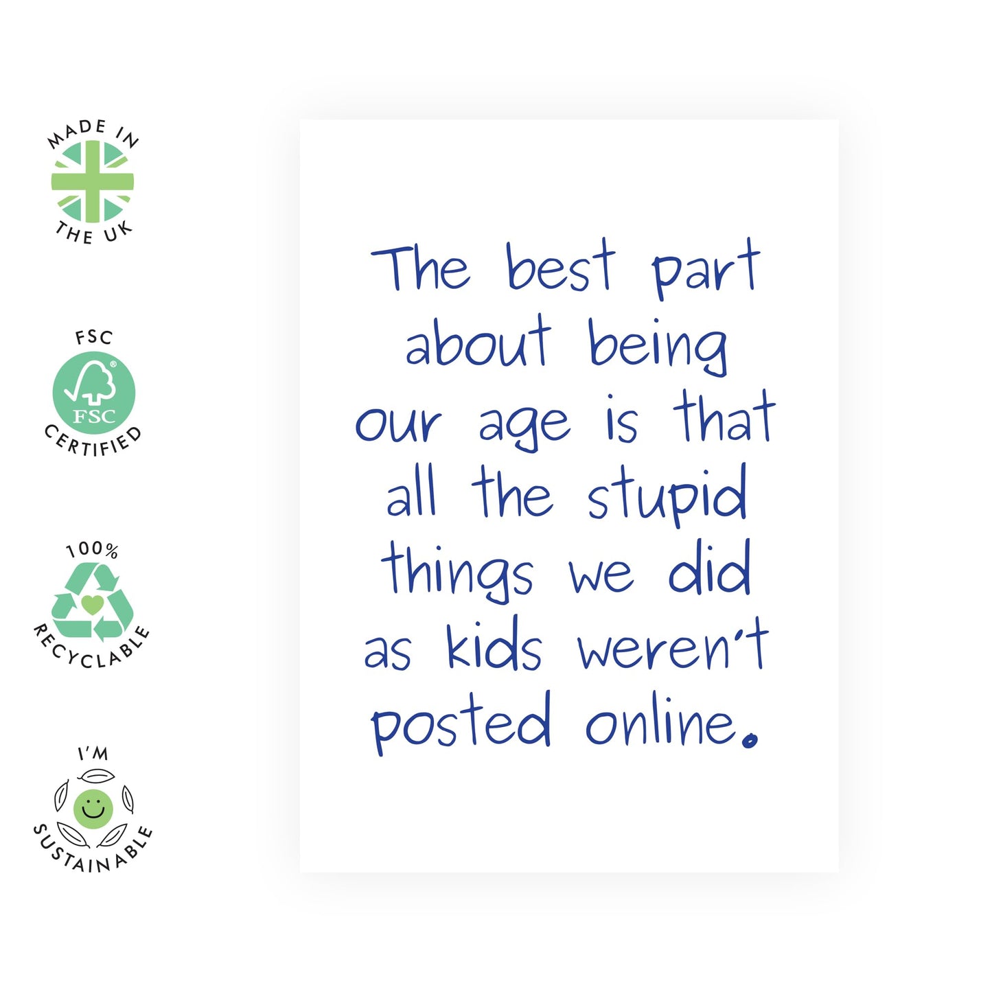 Funny Birthday Card and Fact - 'Weren't Posted Onlie' - Gifts for Best & Close Friends, Sisters, Sis, Gal , Her, Bruv, Mate, Colleague - Before the Internet - Comes with Fun Stickers