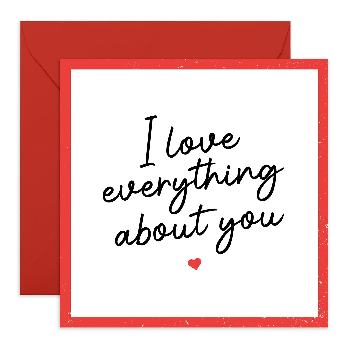 Anniversary Card For Husband Wife - I Love Everything About You - Sweet Valentine's Day Cards For Boyfriend Girlfriend Partner - I Love You Card For Him Her - Comes With Stickers By Central 23