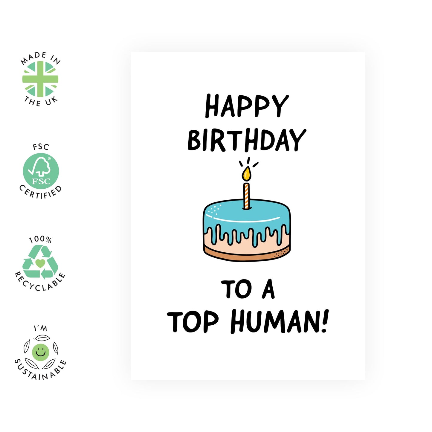 Happy Birthday Card For Men - To A Top Human - Friend Birthday Cards For Women - Dad Birthday Cards - Gifts For Cat Mum Fur Parent - Comes With Stickers - By Central 23