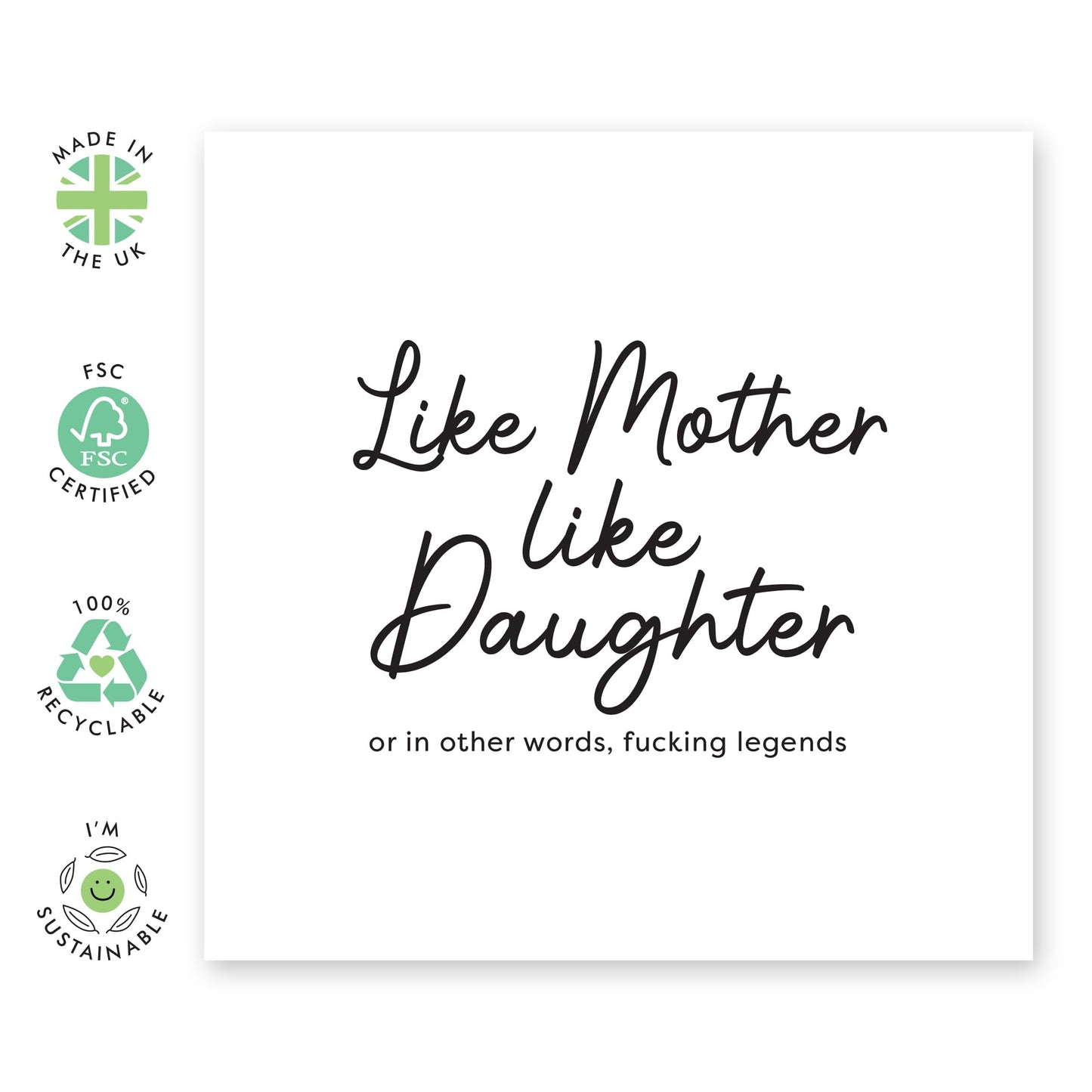 Mum Birthday Card Quirky - Like Mother, Like Daughter - Mothers Day Cards for Her, Mummy, Ma, Mama, Women - Thank You Gift From Daughter, Children, Family, Husband - Comes With Stickers