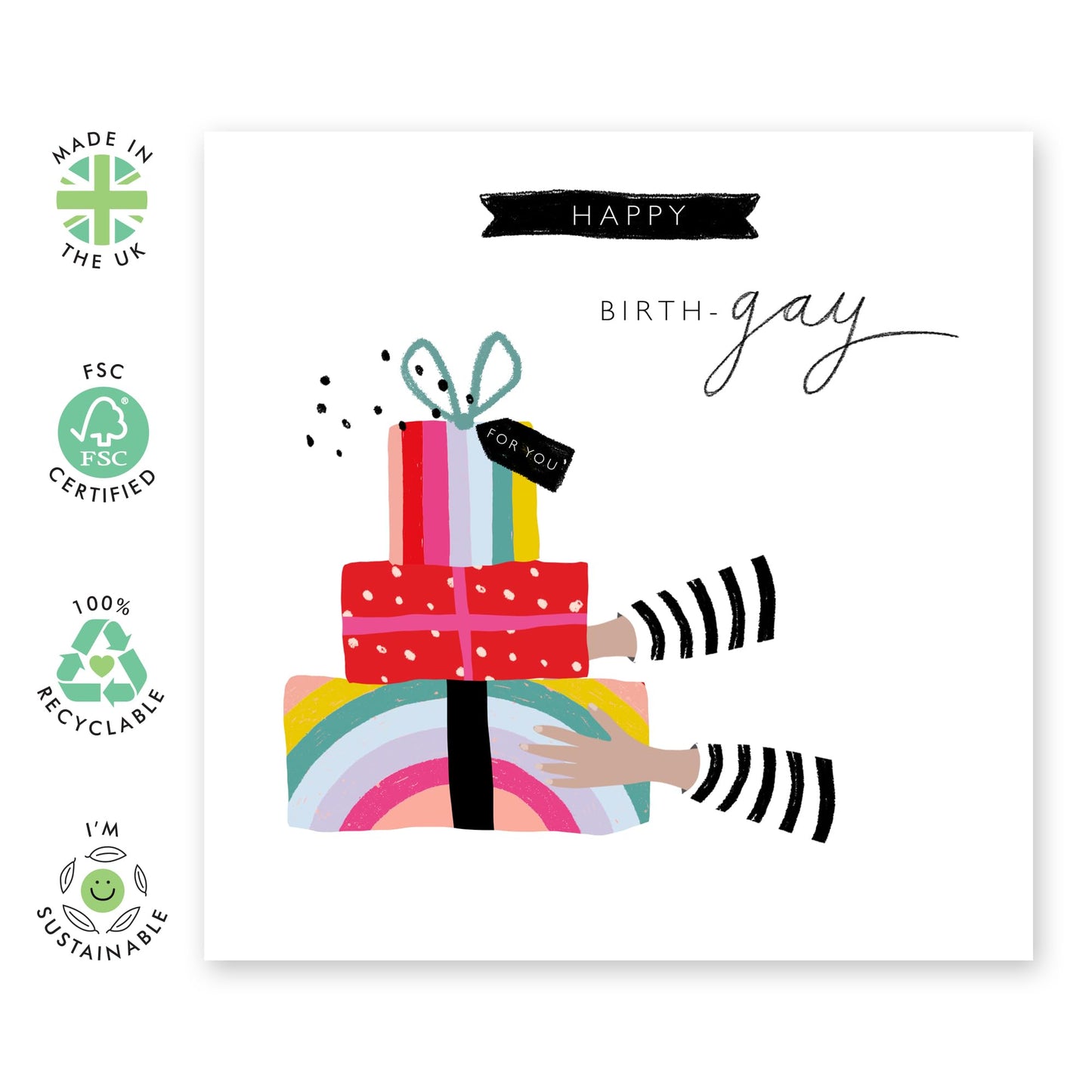 Birth-Gay Birthday Card - 'LGBT 14' - Gifts for Gays, Her, She, Her, Ladies, Women, Female - Presents For You - Comes with Fun Stickers