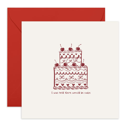 Funny Birthday Card – 'I Was Told There Would Be Cake' – Presents for Him, Her, Friends, BFF, Besties, Cousin, Sister, Brother, Colleagues, Coworkers -Cherry Cake Design -Comes with Fun Stickers