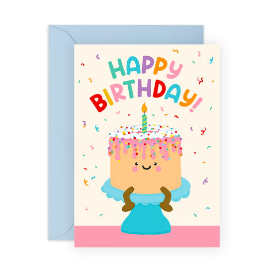 Greeting Card - 'HAPPY BIRTHDAY RAINBOW CAKE' - Perfect for Adding a Burst of Color to Birthday Celebrations - Ideal for Making the Special Day Extra Cheerful & Fun - Comes With Stickers By Central 23