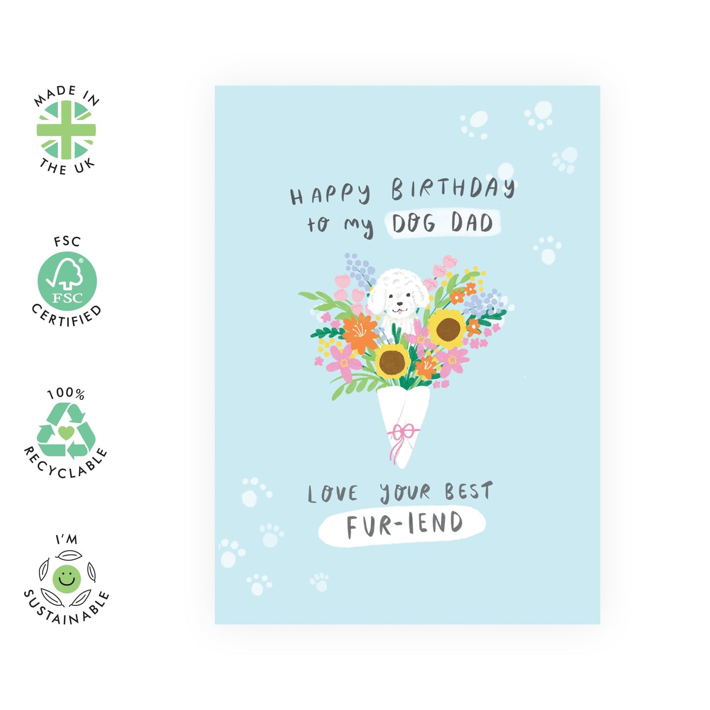 Dog Dad Cards - Birthday Card From Dog - Happy Birthday Card And Envelope - Gifts For Fur Parents Pet Owner - Puppies Doggo - Comes With Cute Stickers By Central 23