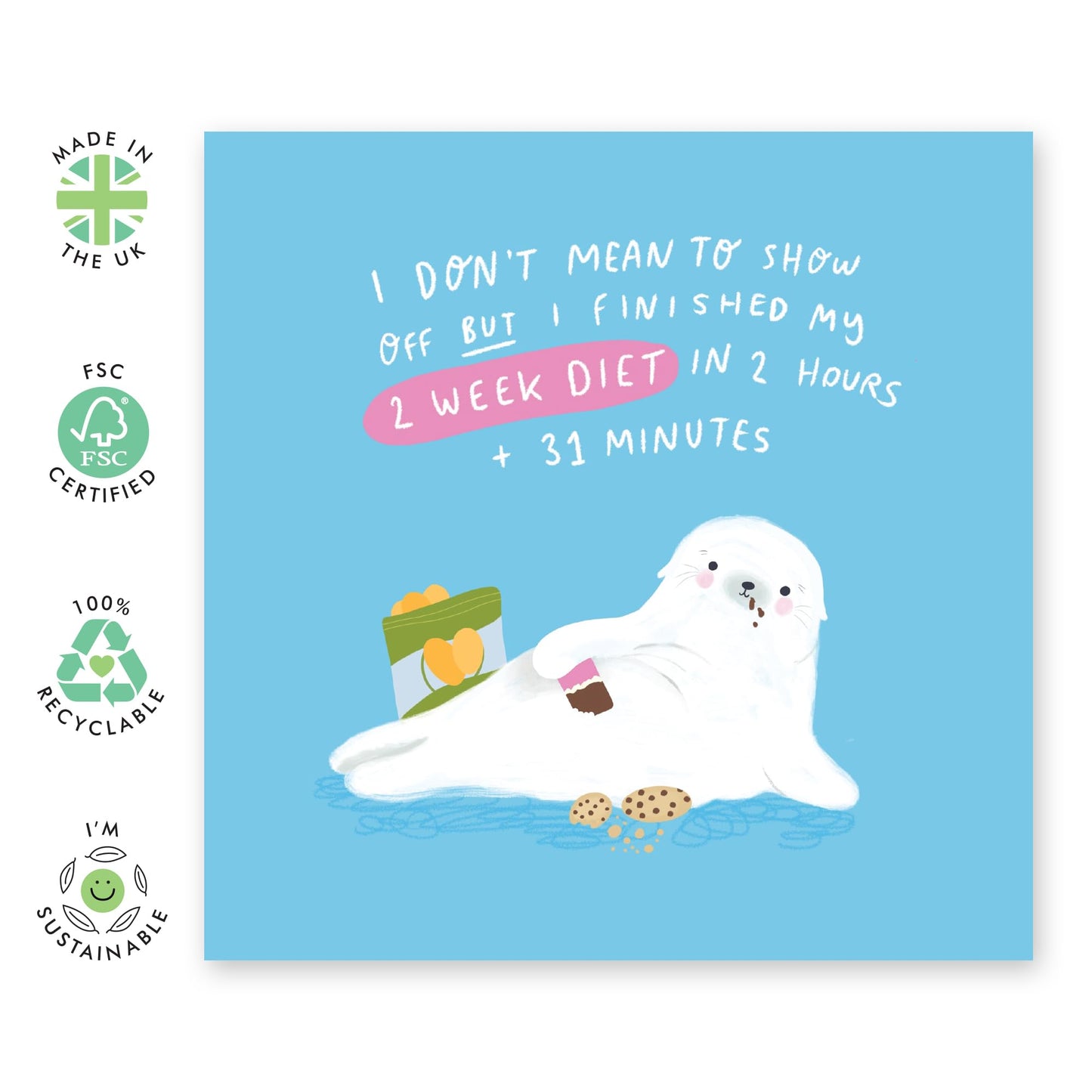 Funny Cards For Friends Just Because - 2 Week Diet Seal - Cheeky Mom Birthday Card - Daughter Birthday Card - Gifts For Her Wife Girlfriend Boyfriend Partner - Comes With Cute Stickers By Central 23