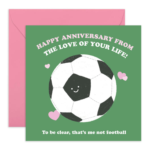 Sporty Anniversary Card - 'Football Love of Life' - Gifts for Husband, Wife, Girlfriend, Boyfriend, Married Couples, His, Her - Ball Sports - Comes with Fun Stickers