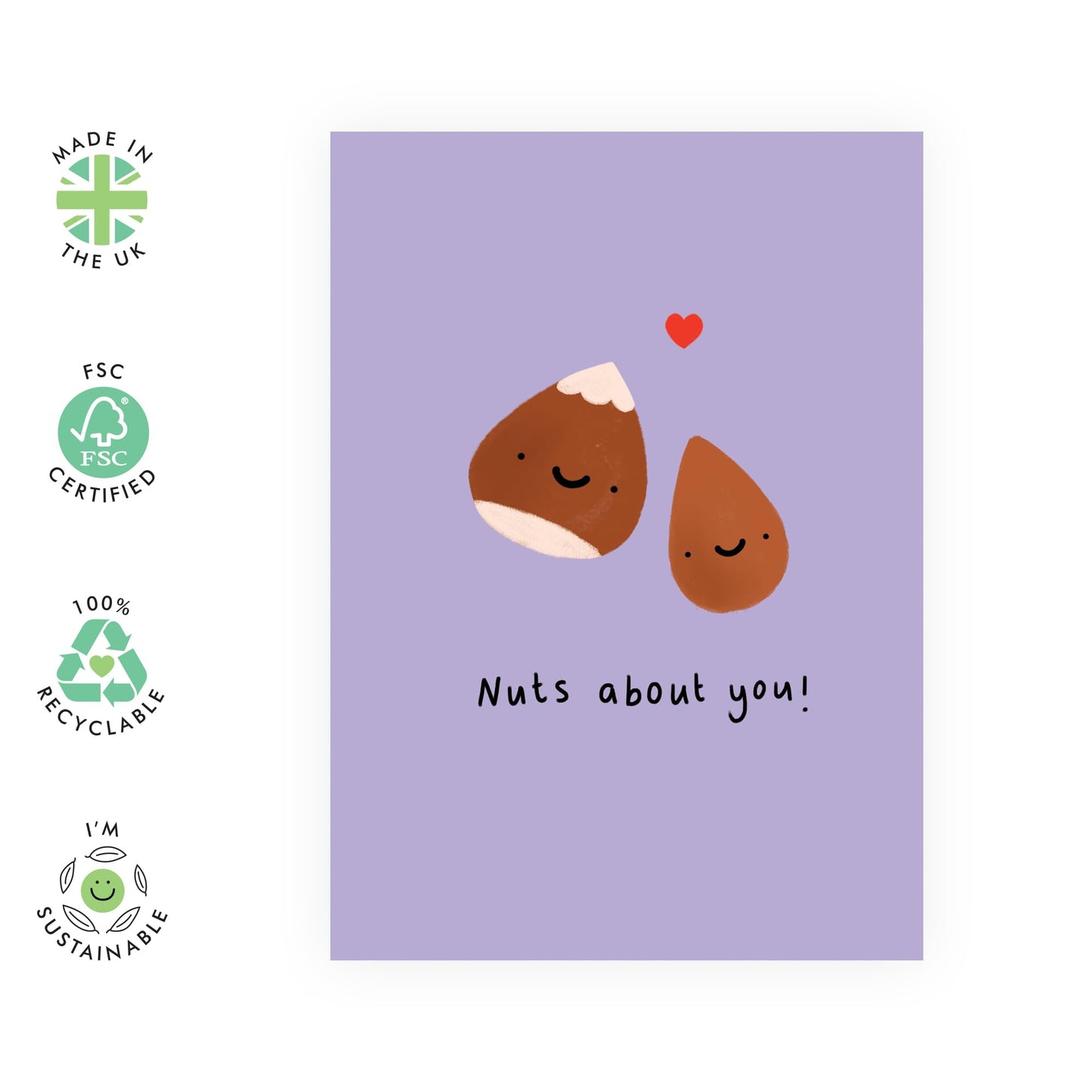 Funny Greeting Cards - 'NUTS ABOUT YOU' - Anniversary Valentine Love Cards for Her - Funny Gift for Him Wife Husband, Partners, Girlfriend, Boyfriend - Comes with Stickers