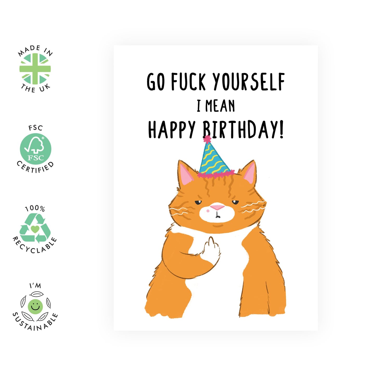 Cat Birthday Card Funny - Cat Mum Card - Cat Dad Card - Humour Sarcasm - Gifts For Men And Women - Cheeky Greeting Cards For Friends Pet Owners - Comes With Fun Stickers - By Central 23
