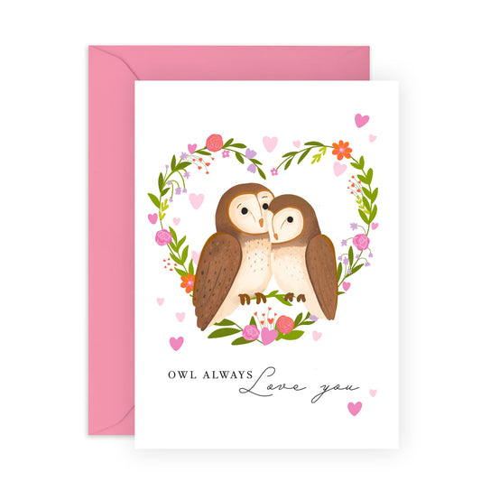 Endearing Greeting Card - 'OWL ALWAYS LOVE YOU'- Perfect for Expressing Eternal Affection with a Cute Whimsical Touch - Ideal for Romantic Occasions or Just Because - Comes with Stickers by Central 23
