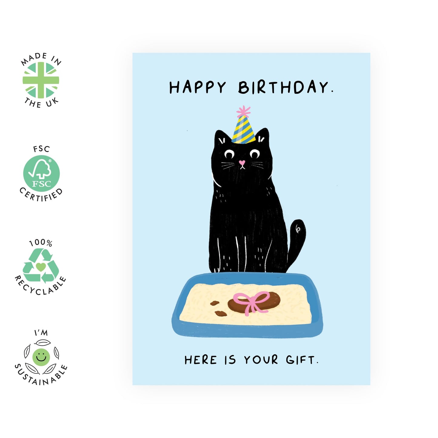 Cat Birthday Card - Cat Litter Tray Gift! - Jokes Puns Humor - Happy Birthday Card For Friends Cat Mum Dad Pet Owner Cat Lady - Gifts For Him Her - Comes With Fun Stickers By Central 23