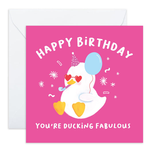 Best Friend Birthday Card - You're Ducking Fabulous - Funny Puns Humour - Witty Gifts For Women Her Female - Aunt Birthday Card - Wife Birthday Card - Comes With Stickers By Central 23
