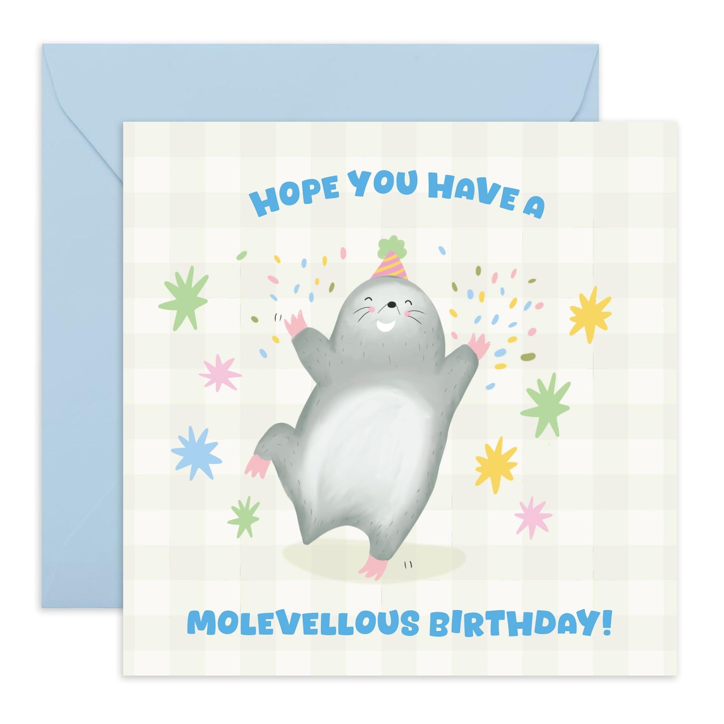 Birthday Card Happy Mole - 'Molevelous Birthday' - Gifts for Friends, Family, Co-worker, Colleagues, Bestie, Bruv, Mate, Brother, Him - Marvelous - Comes with Fun Stickers