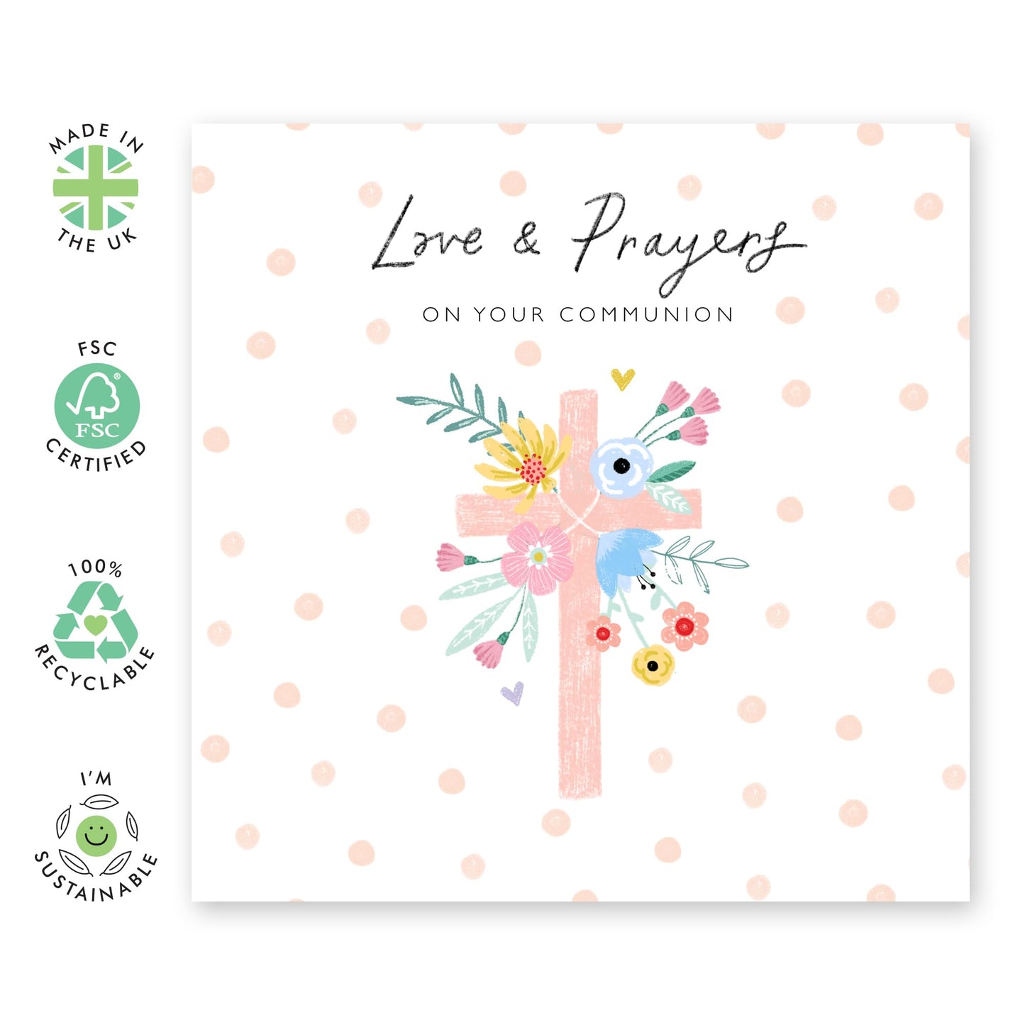 First Holy Communion Cards For Her - Love And Prayers On Your Communion - Religious Cards With Envelopes - Gifts For Granddaughter Goddaughter Niece Girls - Comes With Fun Stickers - By Central 23