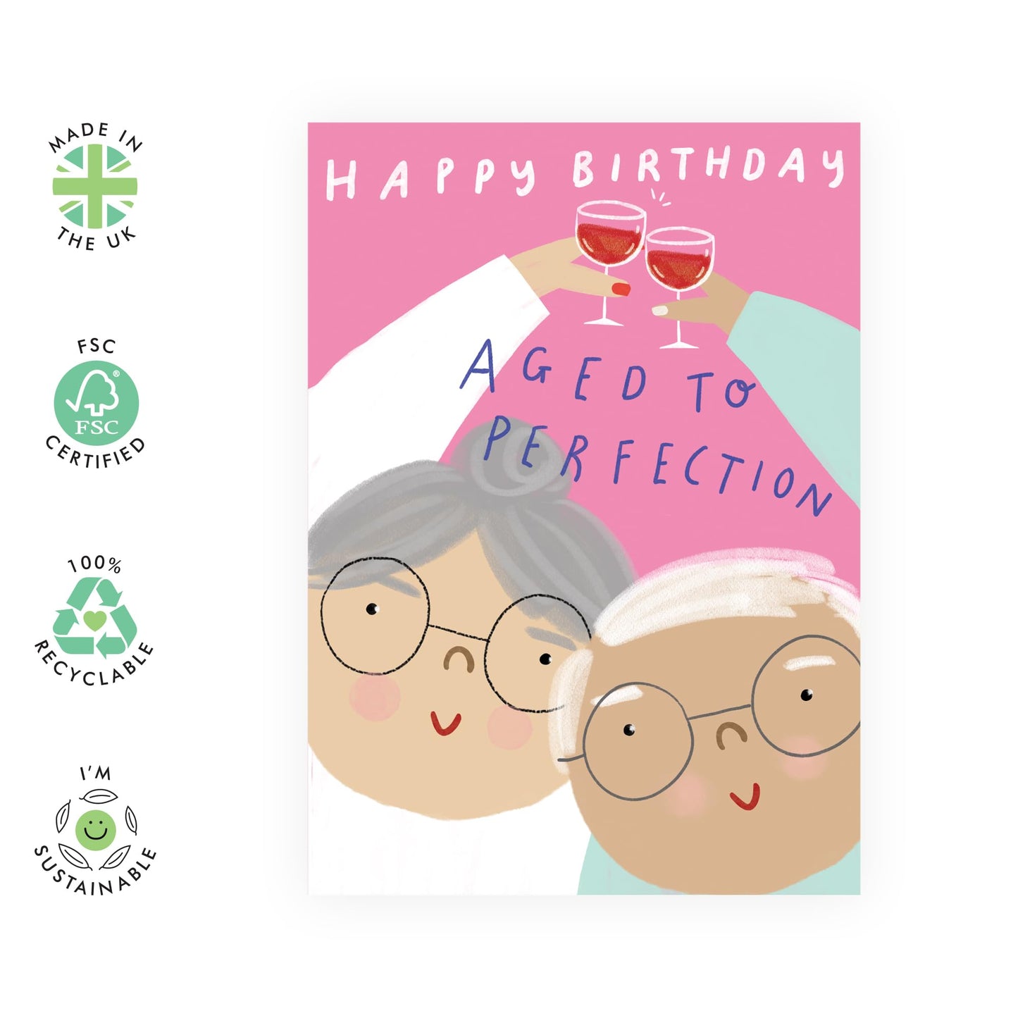 Birthday Card - 'AGED TO PERFECTION' - Perfect for Celebrating Milestones with a Touch of Class - Ideal for Friends Family and Anyone Who Appreciates Growing Older - Comes With Stickers By Central 23