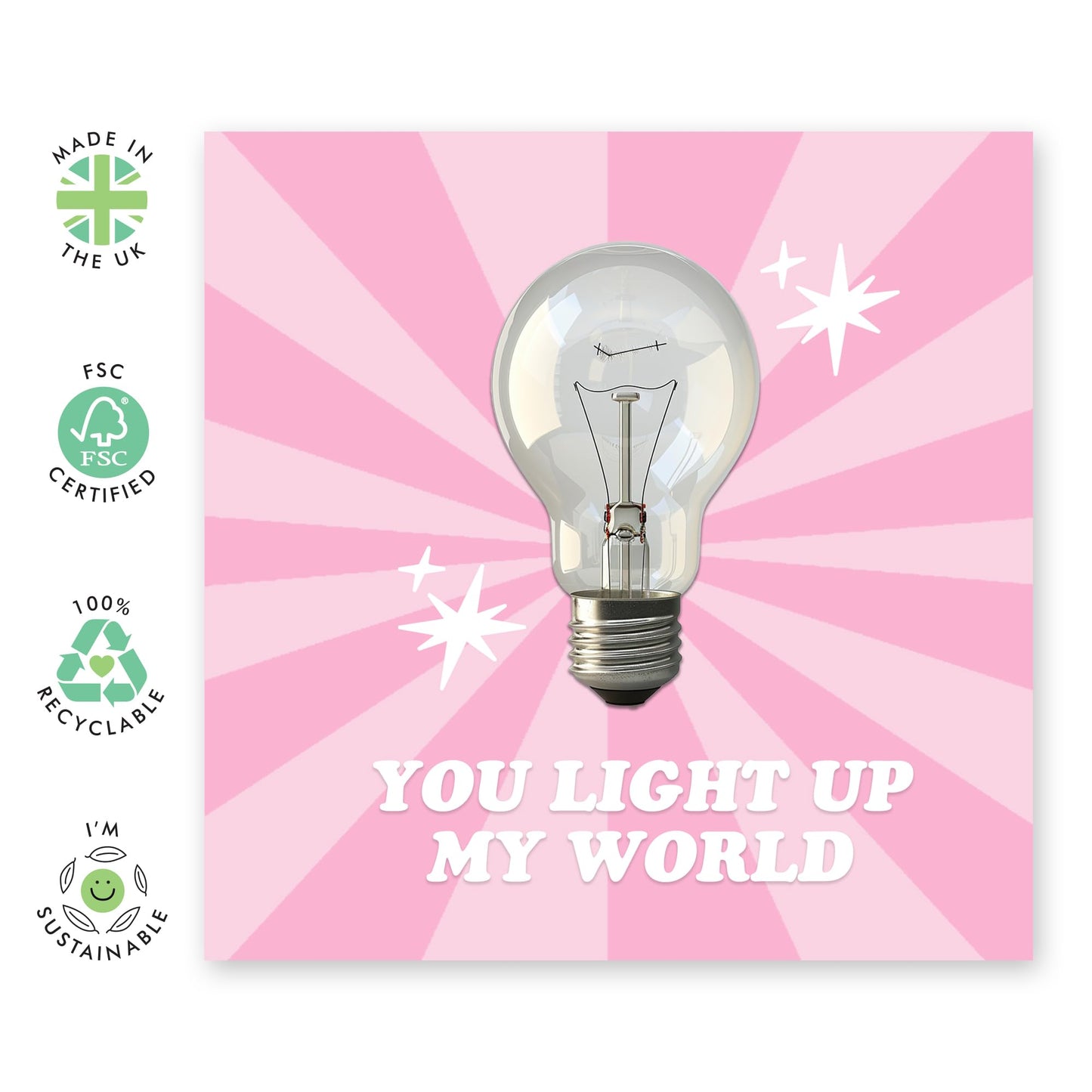Creative & Cute Anniversary Card - 'You Light Up My World' - Smiles for Wife, Husband, Girlfriend, Boyfriend, Parents, Crush, Friend - Sweet Messages - Comes with Fun Stickers