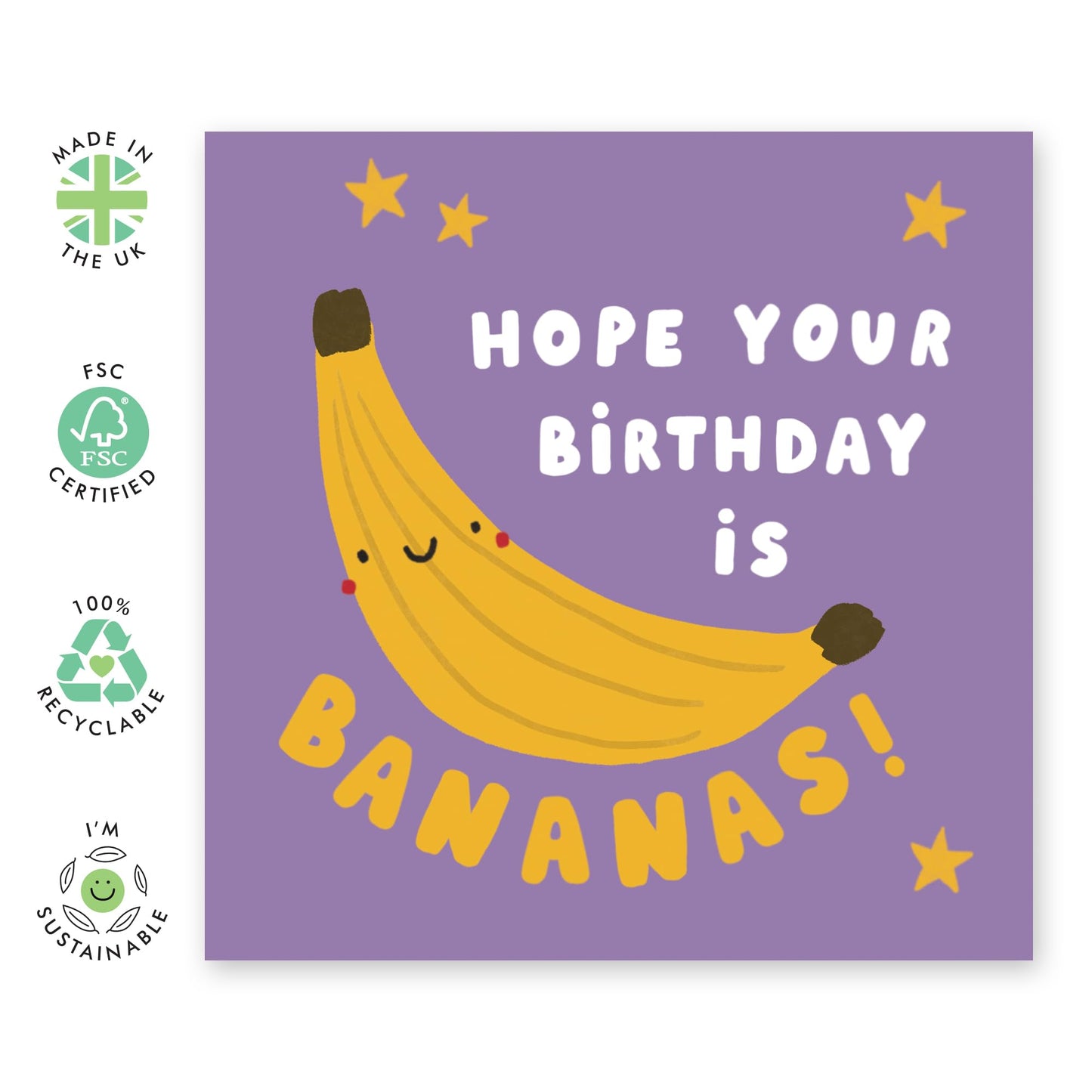 Silly Birthday Card - 'Bananas Birthday' - Gifts for Best Friends, Besties, BFF,Girlfriends, Sister, Sis, Bruv, Mate, Brother, Cousin, Co-worker - Going Bananas - Comes with Fun Stickers