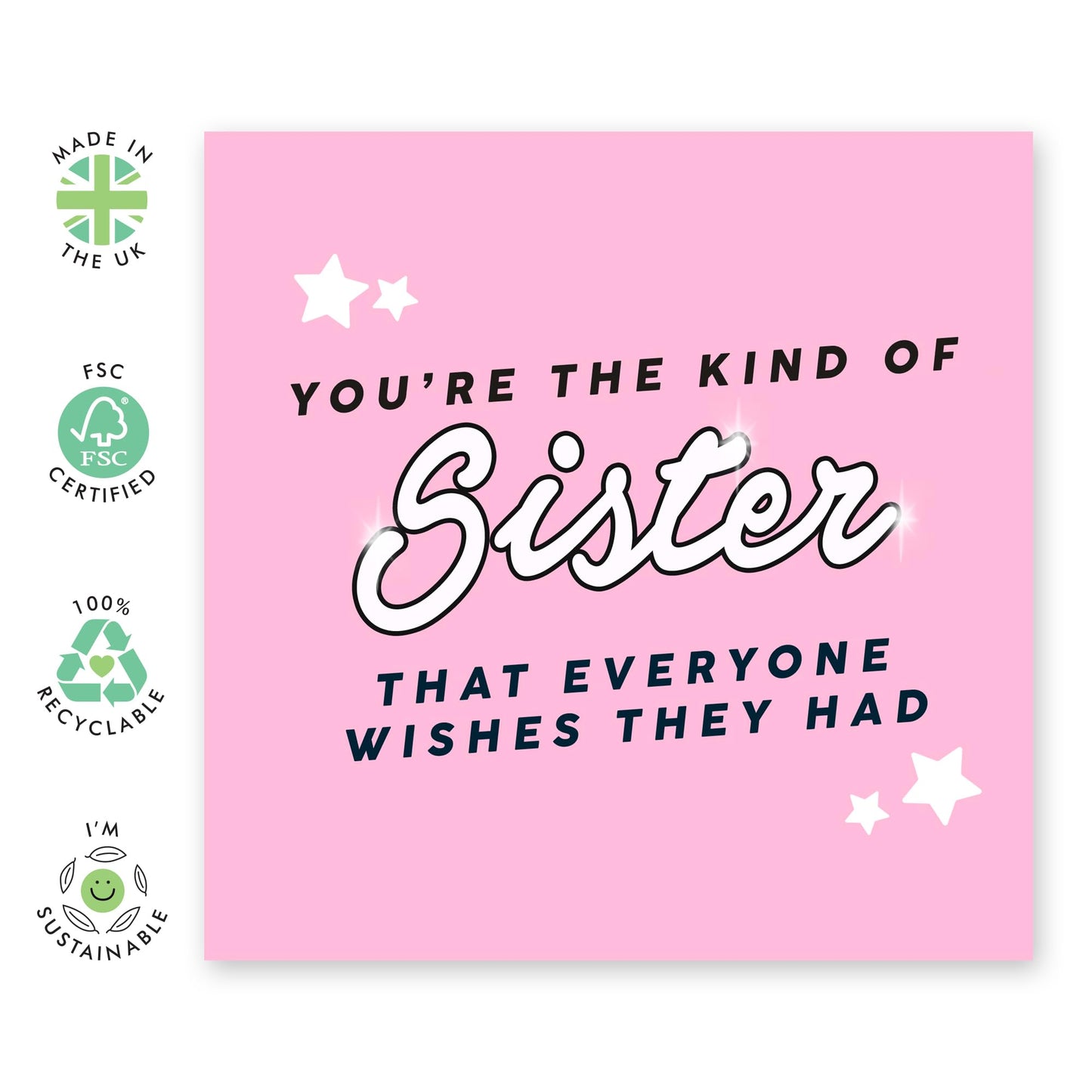 Appreciation Greeting Card - 'Sister Everyone Wish' - Sweet Message for Sisters, Big Sis, Siblings, Daughters, Grandaughter - No.1 Sister - Comes with Fun Stickers