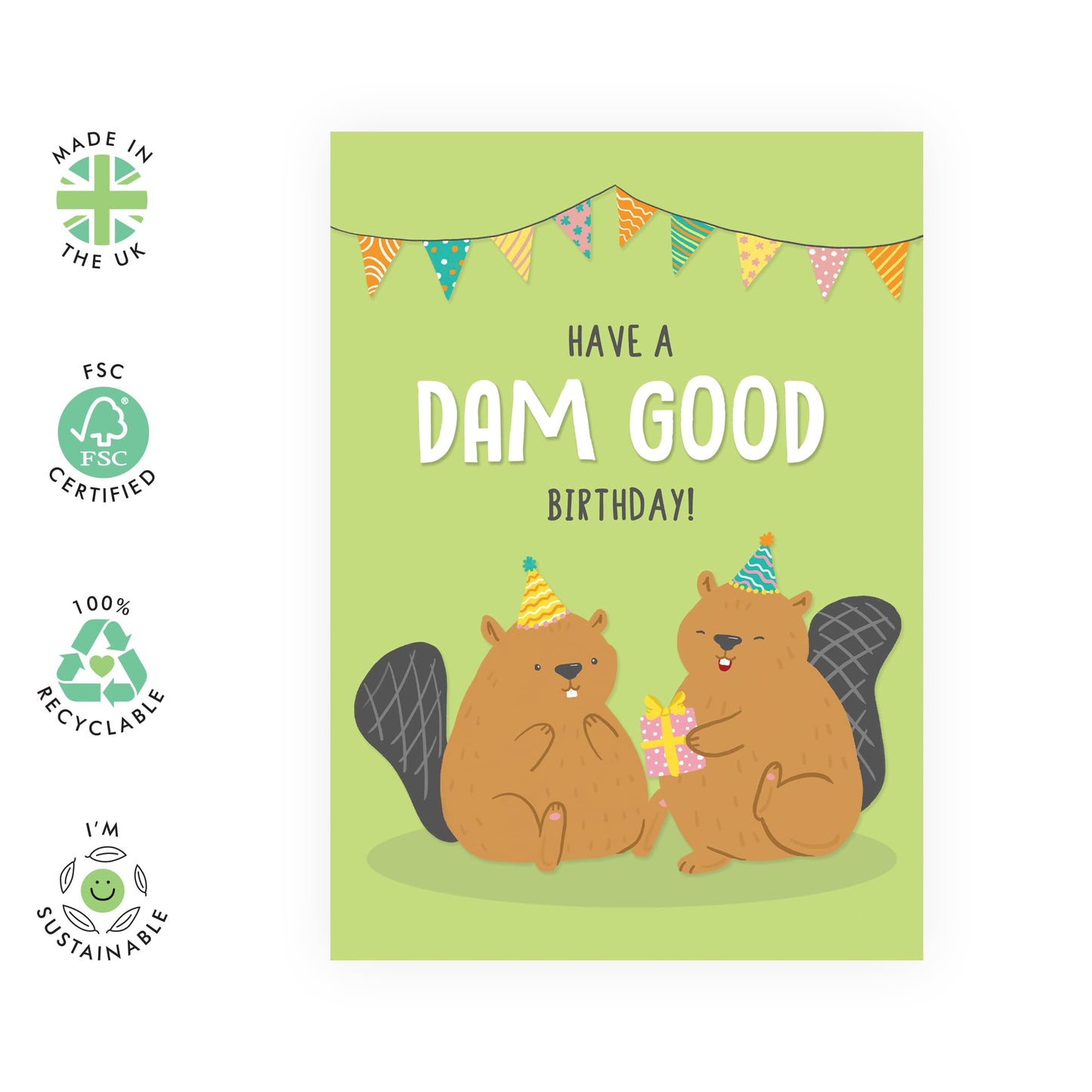 Birthday Cards For Him Her - Dam Good Birthday Beaver - Birthday Cards For Mum Dad - Aunt Uncle - Gift From Friend - Greeting Cards For Sister Brother - Friend- Comes With Stickers - By Central 23
