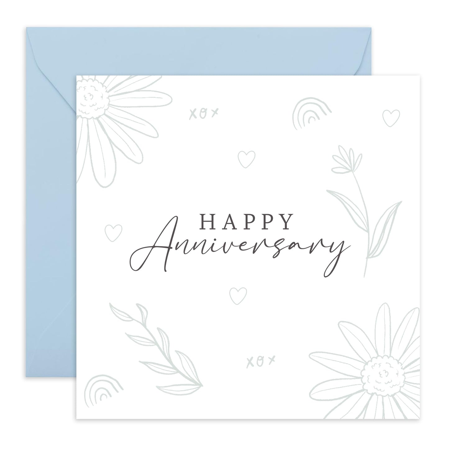 Simple Anniversary Card - 'Happy Anniversary Grey' - Gifts for Wife, Husband, Girlfriend, Boyfriend, Him, Her, Partner, Married Couples - Minimal - Comes with Fun Stickers