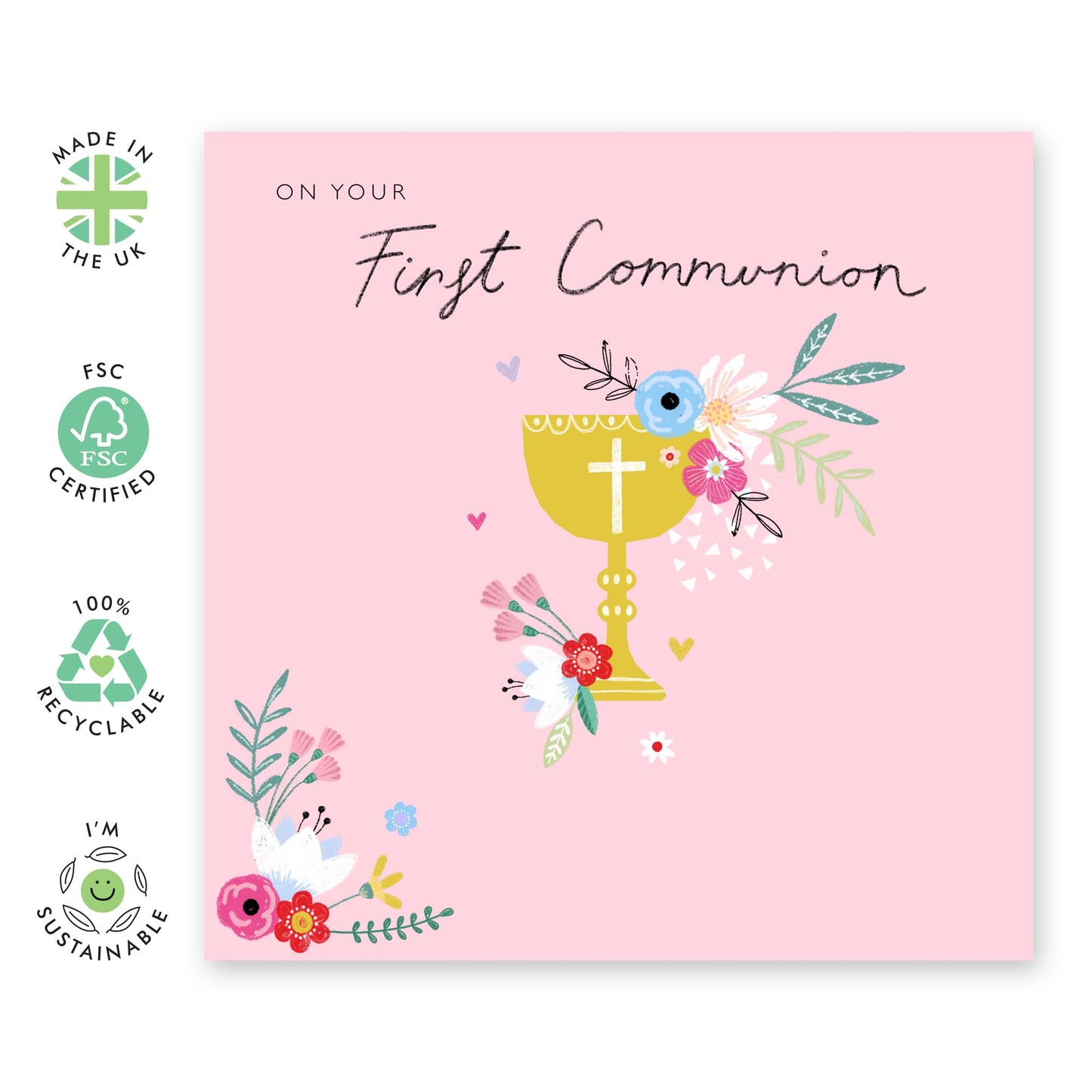 First Holy Communion Cards For Daughter - On Your First Communion - Religious Cards With Envelopes - Communion Gifts For Granddaughter Goddaughter Niece - Comes With Fun Stickers - By Central 23