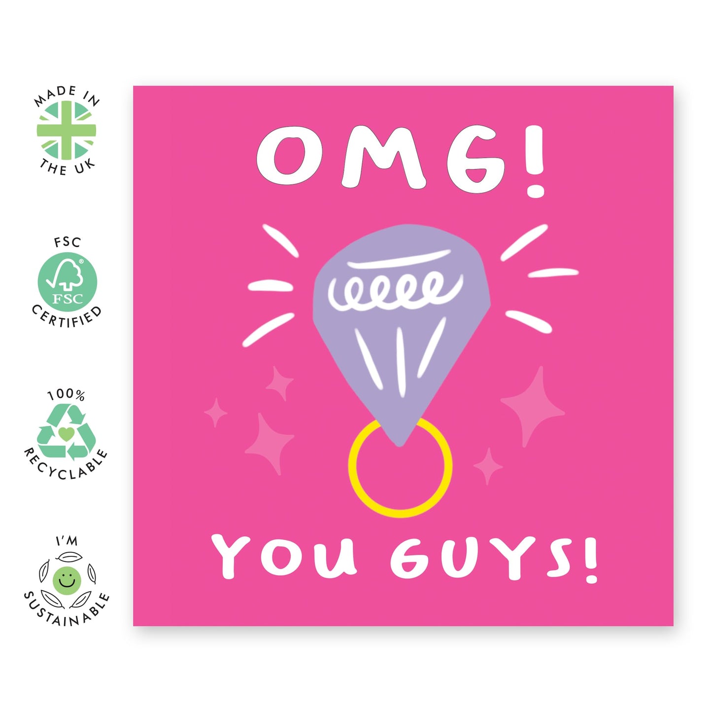 Engagement Card For Fiancé - Omg You Guys - Anniversary Card For Husband Wife - Valentine's Day Cards For Boyfriend Girlfriend Men Women - From Best Friend - Comes With Stickers By Central 23