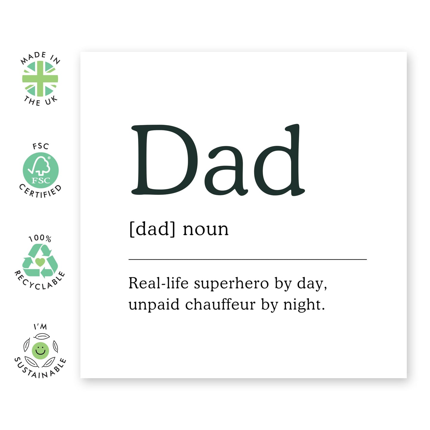 Dad Birthday Card Funny - Super Hero by Day, Chauffer by Night - Fathers Day Card From Daughter - Happy Birthday Dad Card - Thank You I Love You Gifts For Him - Comes With Stickers By Central 23