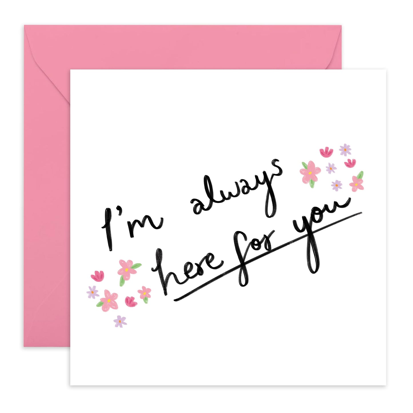 Heartfelt Thinking Of You Card - Always Here For You Floral - Sorry For Your Loss Card For Loved Ones - Memorial Gifts Condolence Bereavement Sympathy Cards - Comes With Stickers - By Central 23