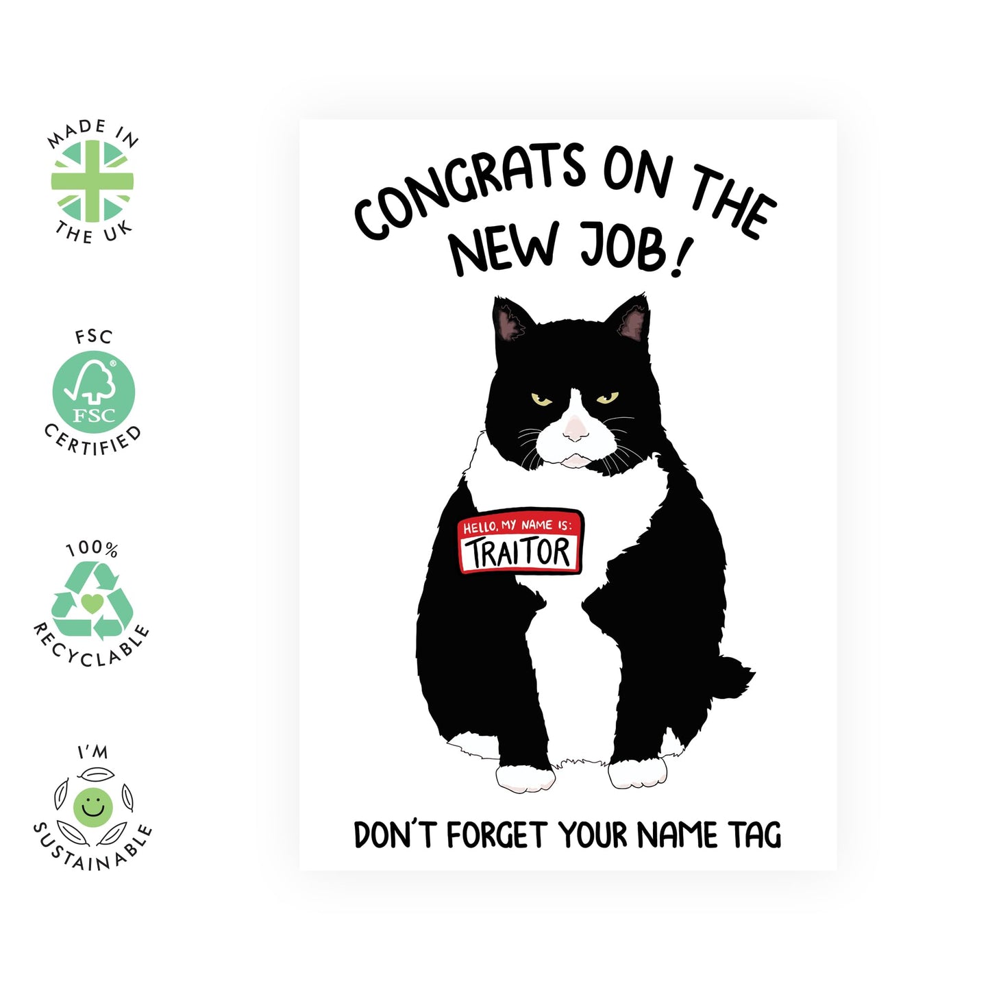 Goodbye Cards For Coworker - Grumpy Cat Traitor - Funny New Job Card - Colleague Leaving Gifts Gifts For Men Women - Come With Fun Stickers - By Central 23