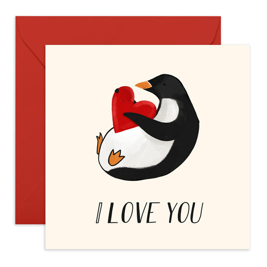 Happy Birthday Card For Him Her - I Love You Penguin- Sweet Birthday Cards For Men Women - Gifts For Mum Or Dad - Best Friend - From Friend Bff - Comes With Stickers By Central 23
