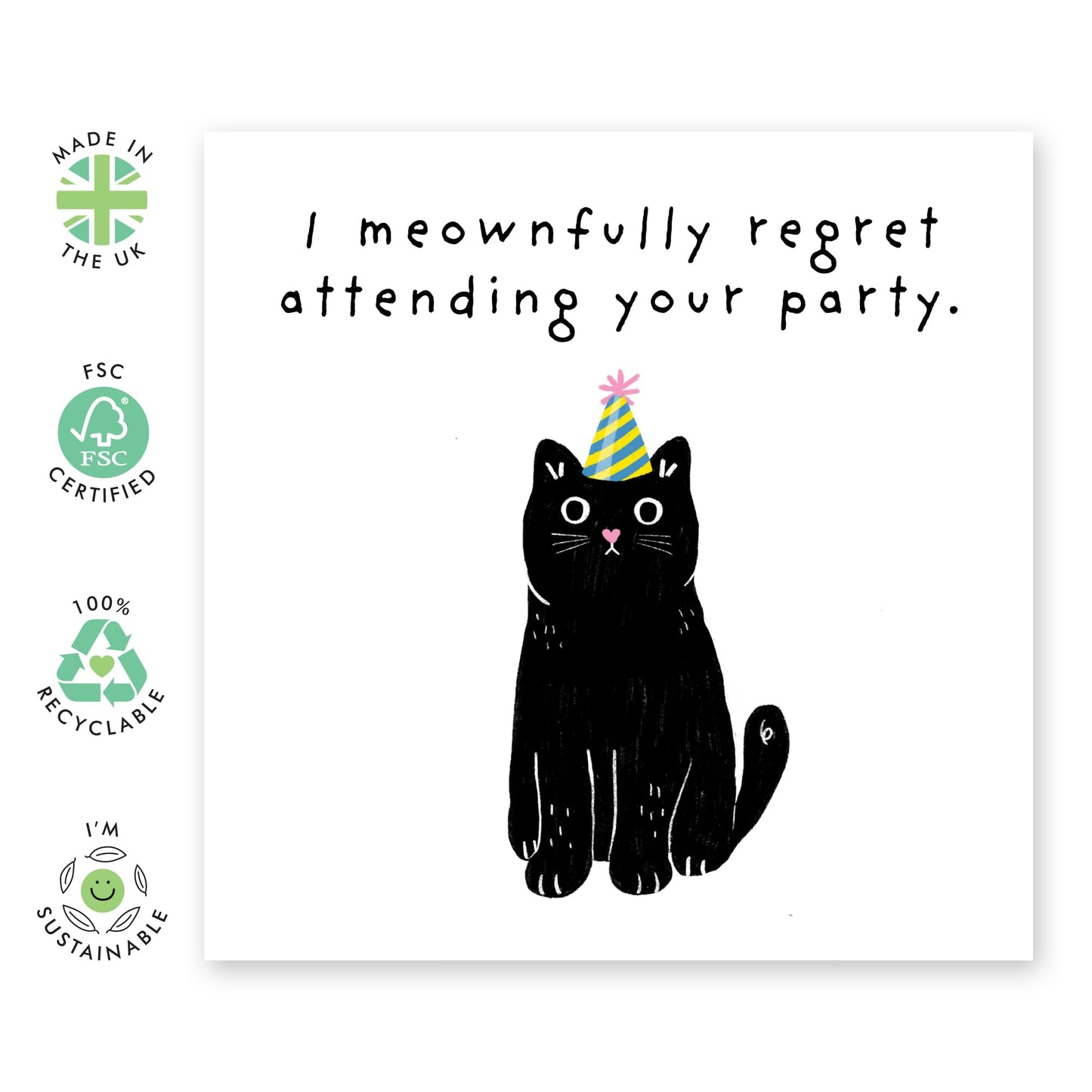 Funny Birthday Card - 'REGRET ATTENDING YOUR BIRTHDAY, CAT!' - Perfect for Celebrating with a Humorous Twist - Ideal for Friends Family Besties BFFs Cat Owners - Comes With Stickers By Central 23