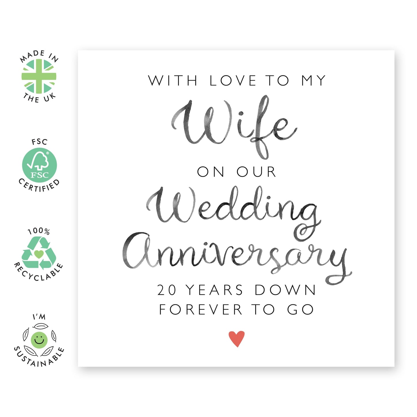 20th Anniversary Card for Her - '20 Years Of Us Text Wife' - Gifts for Spouse, Honey, Darling, Ladies, Women, Other Half - Lifetime Commitment - Comes with Fun Stickers