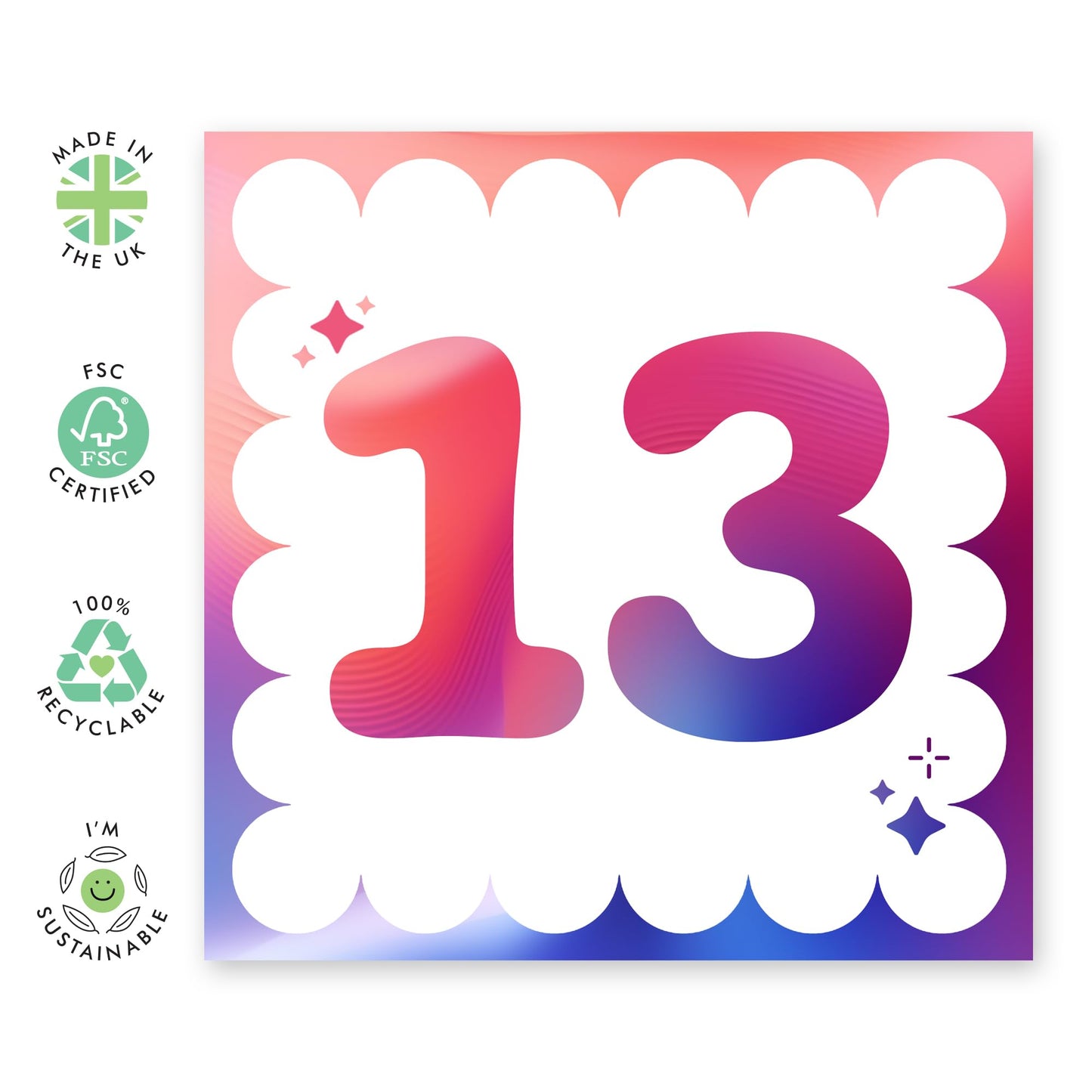 13th Birthday Card Girl Boy Kids - Milestone Age Thirteen - Happy Birthday Cards 13 Year Old - Thirteenth Bday Gifts For Son Daughter Nephew Niece Grandson - Comes With Stickers By Central 23