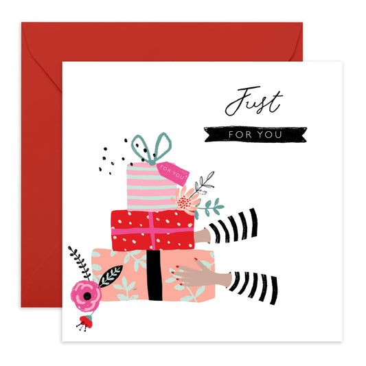 Greeting Cards Birthday - Just For You Presents - Blank Cards With Envelope - Bday Gifts - Pretty All Occasion Cards For Sister Mum Nan Aunt Her - Comes With Stickers By Central 23
