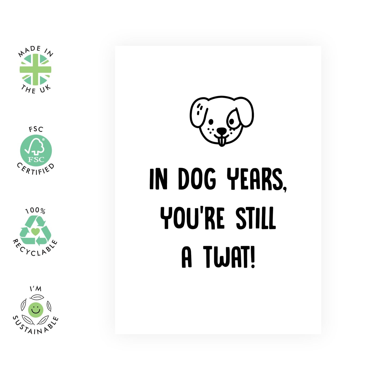 Rude Birthday Cards For Men Women - You're Still A Tw*t - Funny Greeting Cards For Him Her - Humour Banter - Dog Birthday Card For Dog Mum Or Dad - Comes With Stickers - By Central 23