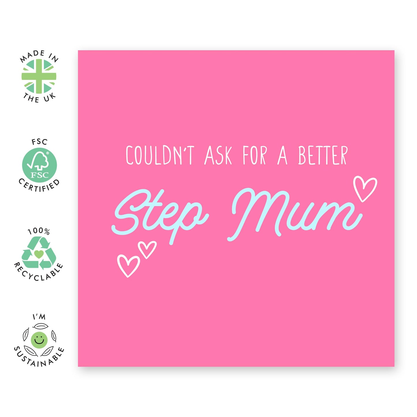 Step Mum Birthday Card - Couldn't Ask - Gifts for Mum, Mama, Ma, Mummy, Her, Women from Step Son Daughter Family - Thank You and Appreciation Gifts - Mothers Day Cards - Comes with Stickers