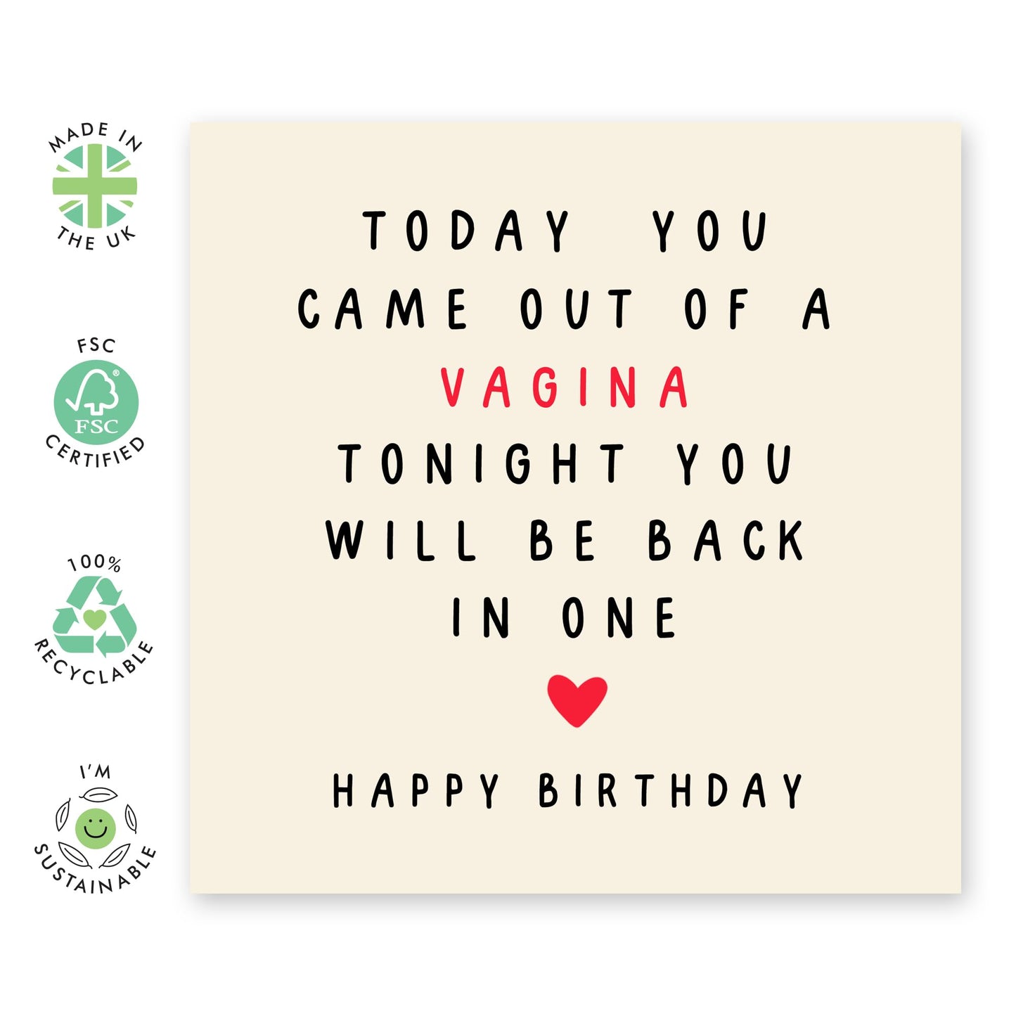 Funny Adult Birthday Card – "You Came Out of a V" – Hilrious and Rude Birthday Greeting for Him, Son, Boys, Men, Family - Comes with Fun Stickers